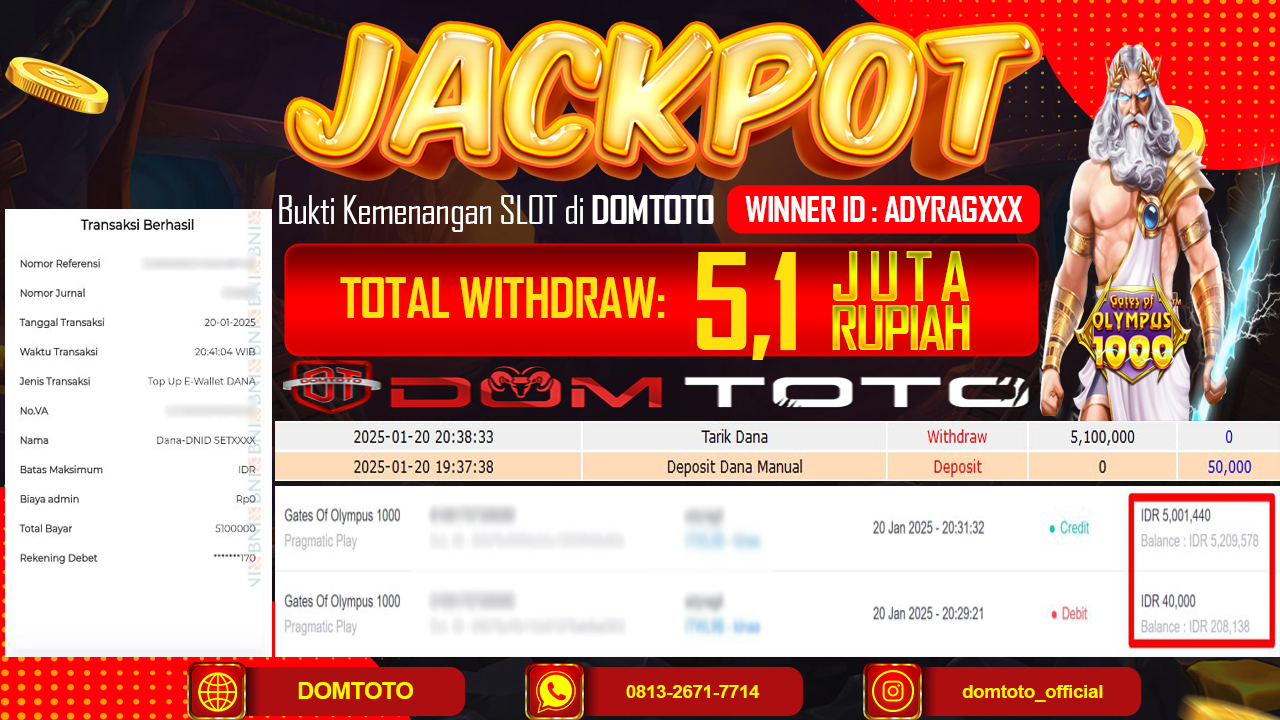 JACKPOT SLOT GATES OF OLYMPUS 1000 20  JANUARI 2025